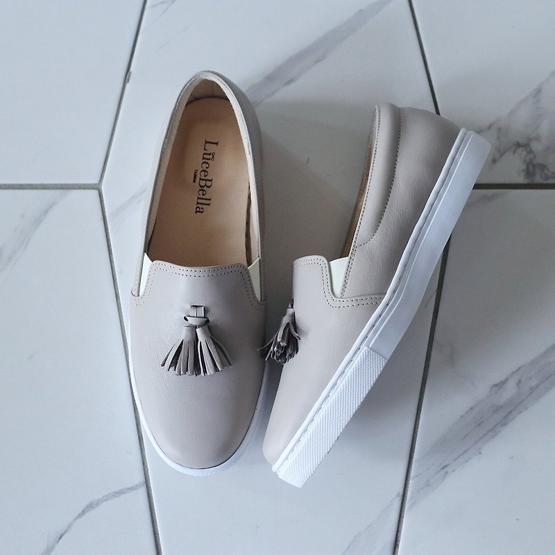 【Pure】Tassel Platform Casual Shoes - Gray - Women's Casual Shoes - Genuine Leather Gray