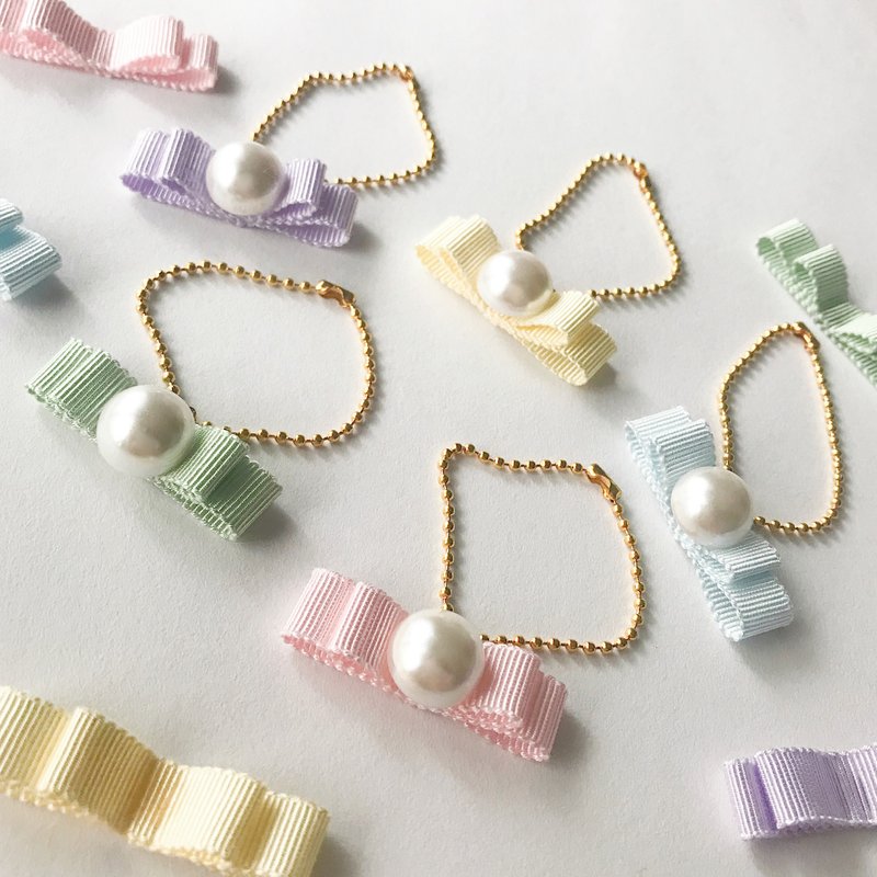 Gently pastel ribbon charm (5 colors) - Charms - Other Materials Multicolor