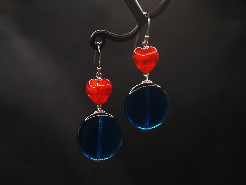 #GE203 Murano Glass Beads Earring - ต่างหู - แก้ว สีน้ำเงิน