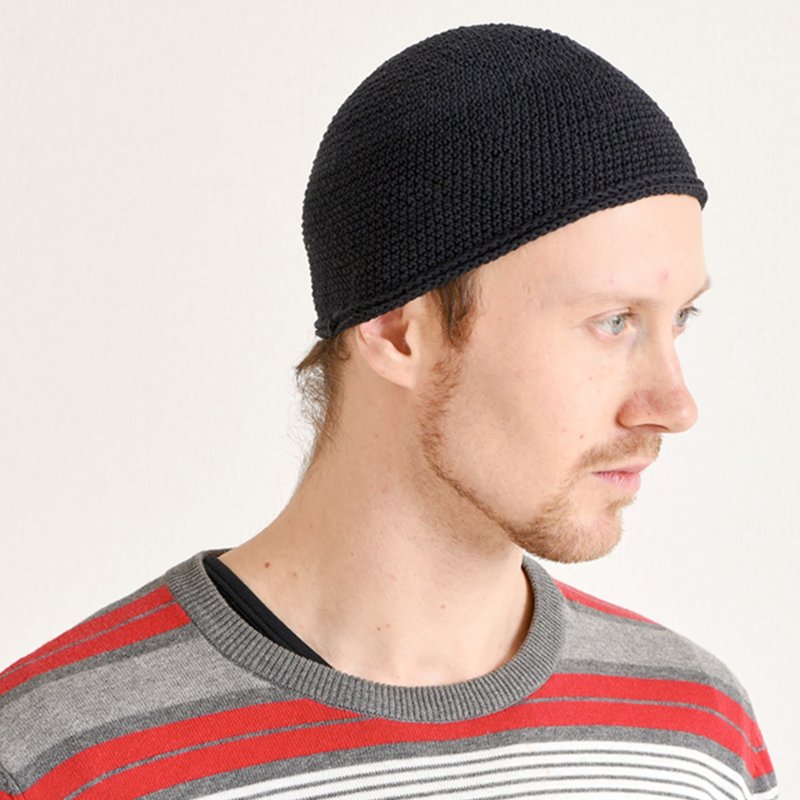 Kuffi Hat Skull Cap, Cotton Skull Cap, Knit Beanie Cap - Hats & Caps - Other Materials Black