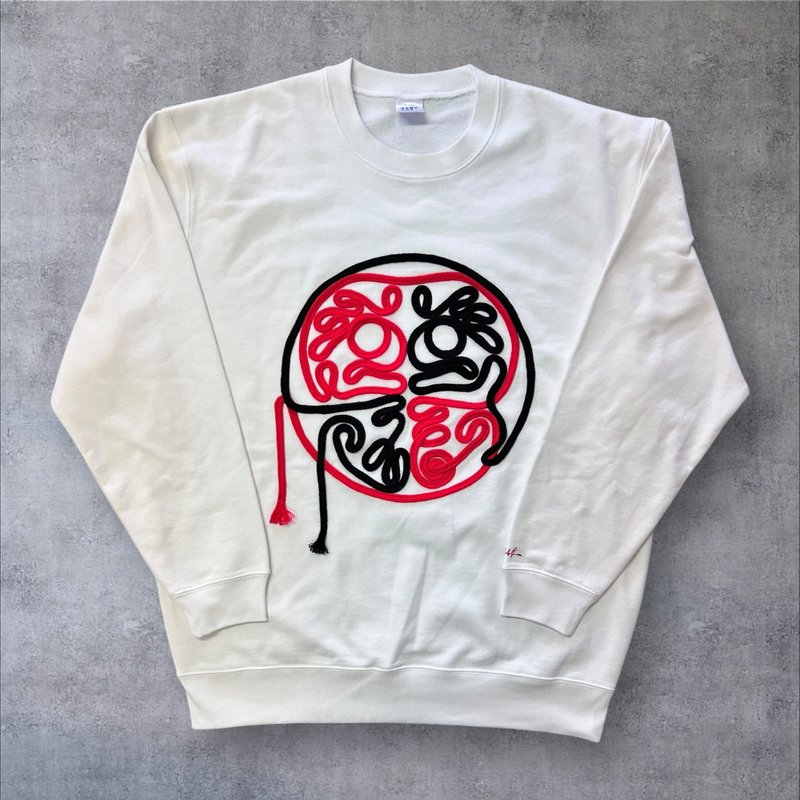 Pinkoi線下活動預購商品 Daruma單行系列衛衣　雙色繩 - 女上衣/長袖上衣 - 棉．麻 白色