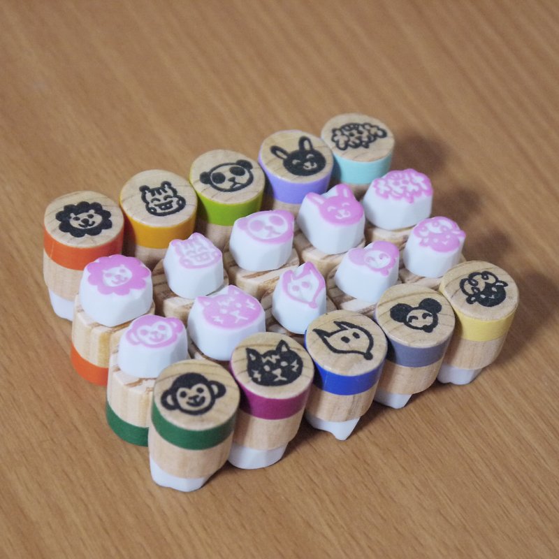 Hand carved rubber stamp _ the bulk of the animals chapter (1 group of 10 into) - Stamps & Stamp Pads - Rubber Multicolor