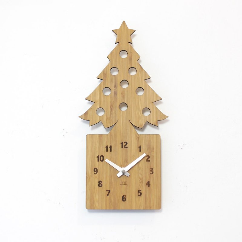 LOO竹ミュート掛け時計|クリスマスツリー - 時計 - 竹製 ブラウン