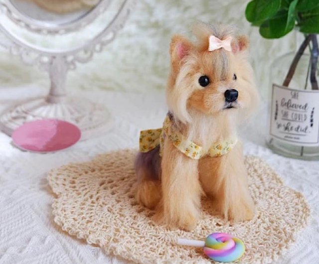 Yorkie Needle Felted Dog Sculpture Made to Order Pet Replica