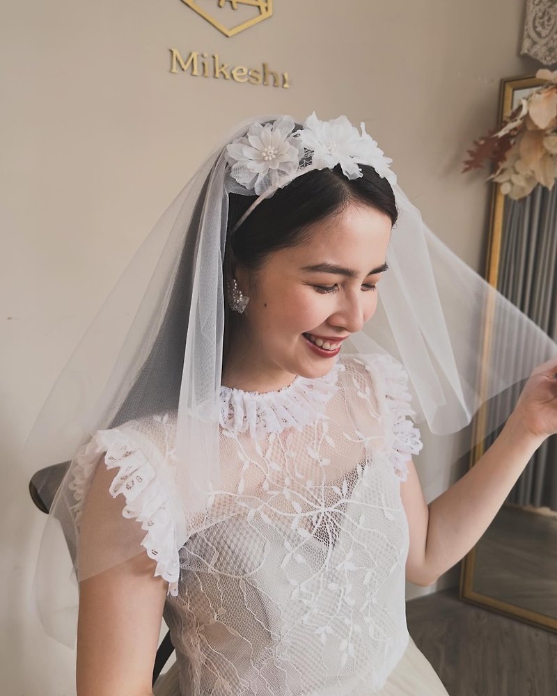Miller Miller Bridal Veil-Flower Wedding Veil - Headbands - Other Materials White