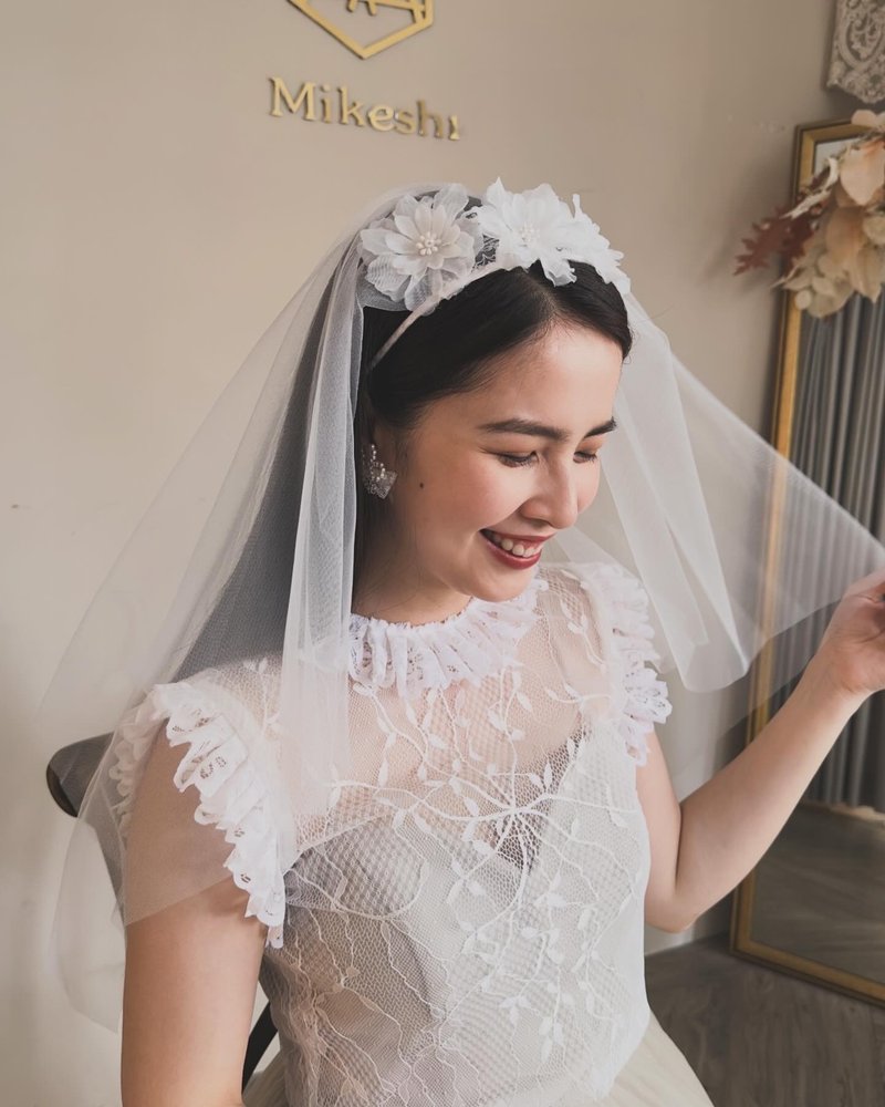 Miller Miller Bridal Veil-Flower Wedding Veil - ที่คาดผม - วัสดุอื่นๆ ขาว