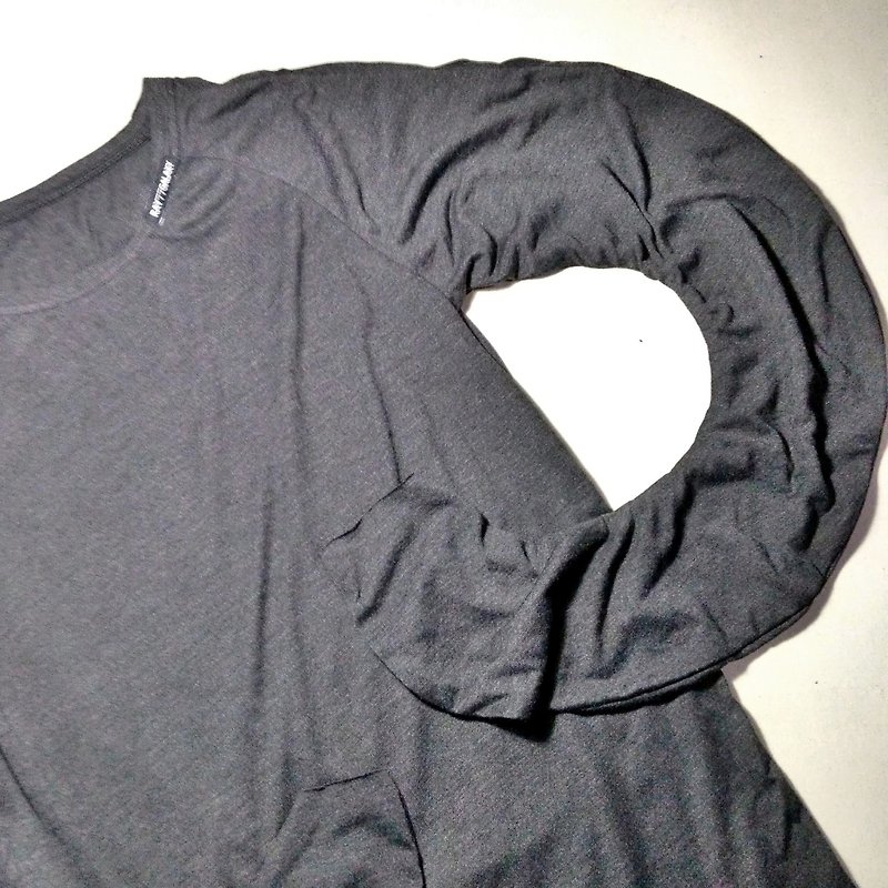 Dark Neutral Round Baseball Bent Sleeve Top (Female) RAY77 GALAXY - Women's T-Shirts - Polyester Gray