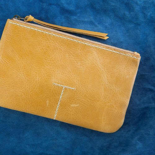 Multi-function Leather case, Pencil case, Organizer, Yellow