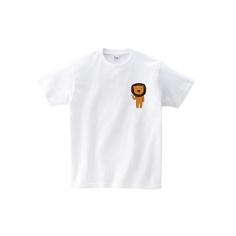 kami cotton unisex T-shirt | Big-headed lion's paper airplane/left chest - เสื้อฮู้ด - ผ้าฝ้าย/ผ้าลินิน หลากหลายสี