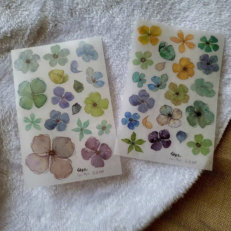 Flowers 4 transfer stickers - สติกเกอร์ - กระดาษ 