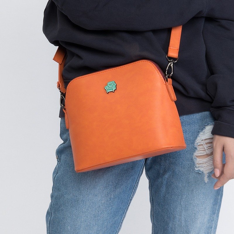 KIITOS MOMENT series shell-shaped leather crossbody bag--sofa style - Messenger Bags & Sling Bags - Genuine Leather Orange