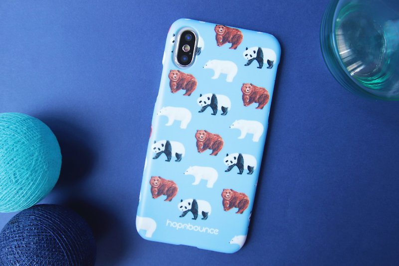熊貓 北極熊 棕熊 手機殼  iPhone 11 12 13 14 pro max samsung - 手機殼/手機套 - 塑膠 藍色