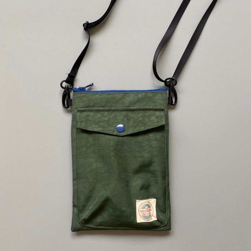 Green Nylon Daily Bag with Strap/ Card Holder / Phone Bag / Pouch - กระเป๋าใส่เหรียญ - วัสดุอื่นๆ สีเขียว