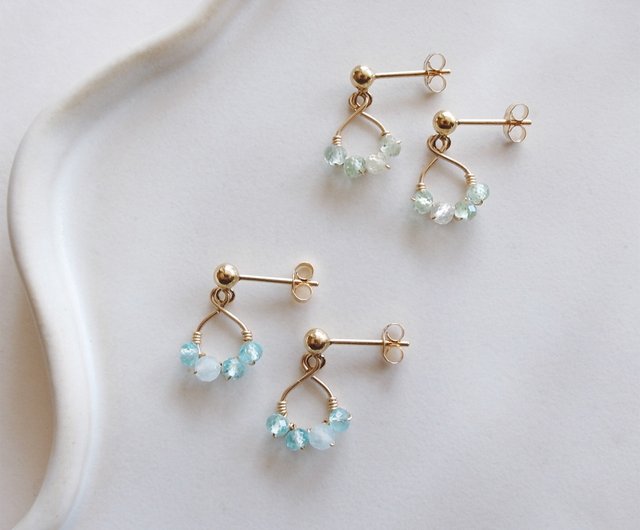 14kgf・天然石ピアス Ｎｏ．3 フローライト小ぶりのピアス 14kgf 天然石のピアス 14kgf・天然石ピアス No．3 フローライト