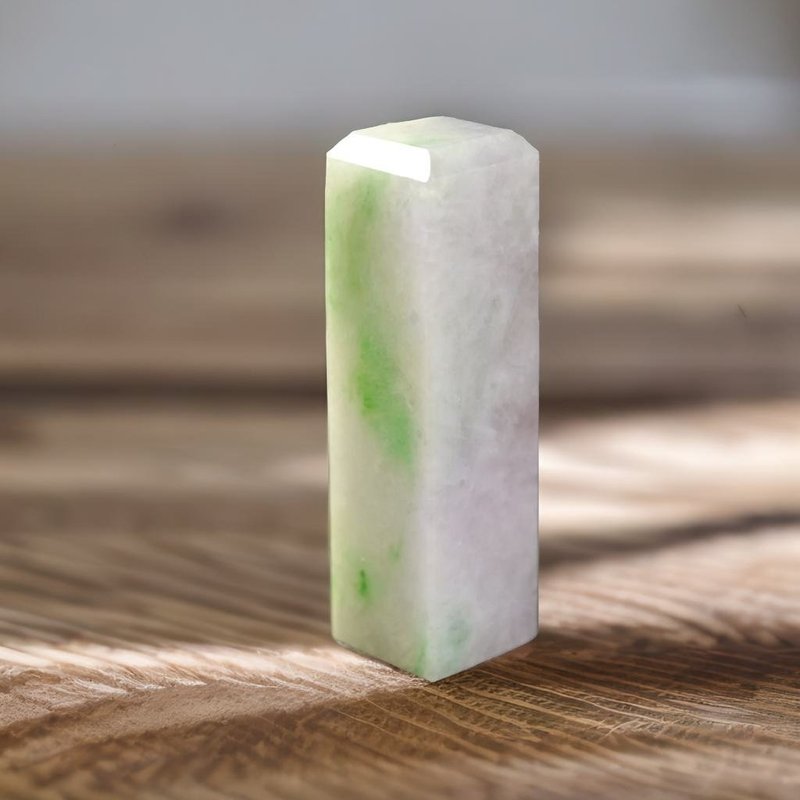 Piaoyang Green Jade Stamp| Natural Burmese Jade A Grade Jade | Gifts - Stamps & Stamp Pads - Jade Multicolor