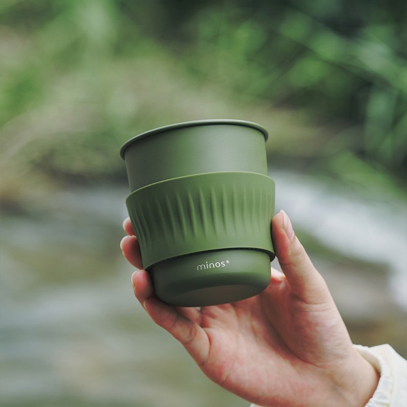 Stainless steel cup with Silicone cup sleeve 320ml 304 Stainless Steel heat insulation anti-scald camping cup - Cups - Stainless Steel Green