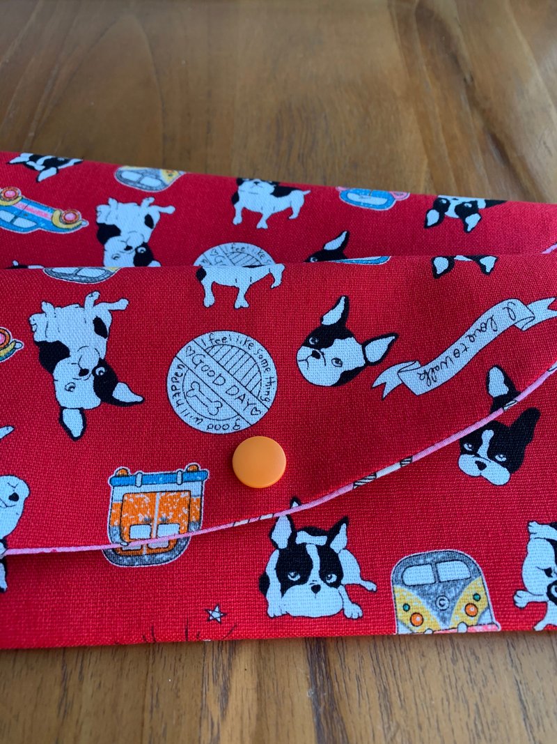 頑皮鬥牛犬紅包袋-紅底 婚禮  禮物 收納袋 衛生棉收納袋 存摺袋 - 錢包/皮夾/長短夾 - 棉．麻 紅色