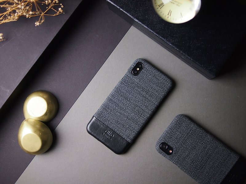 Alto iPhone Xs Max Denim Leather Case – Wolf Grey - เคส/ซองมือถือ - หนังแท้ สีเทา
