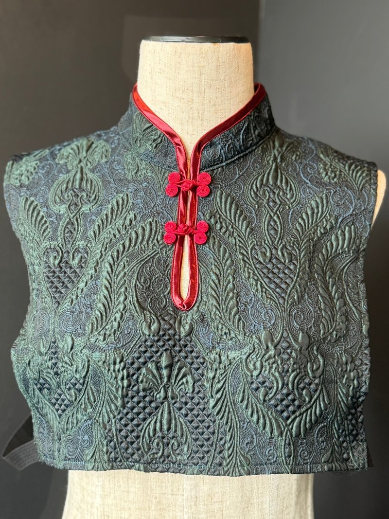 チャイナカラーつけ衿　/ダークグリーン - 旗袍/改良式旗袍 - 聚酯纖維 綠色