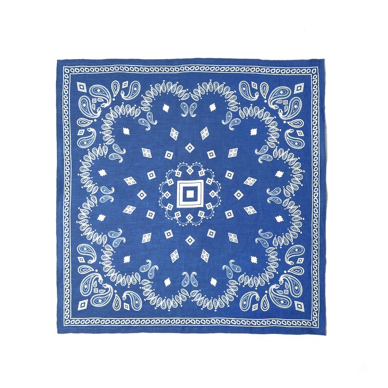 oqLiq - Display in the lost – 變形蟲藍染方巾 - 絲巾 - 棉．麻 藍色