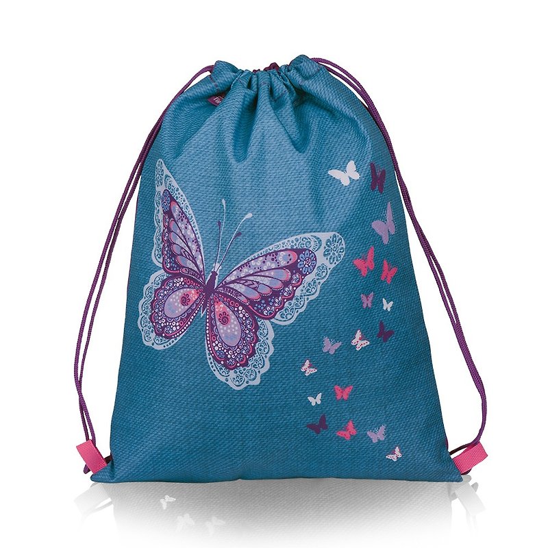 Tiger Family Gothic Pocket - Sea Flower Butterfly - Drawstring Bags - Waterproof Material Blue
