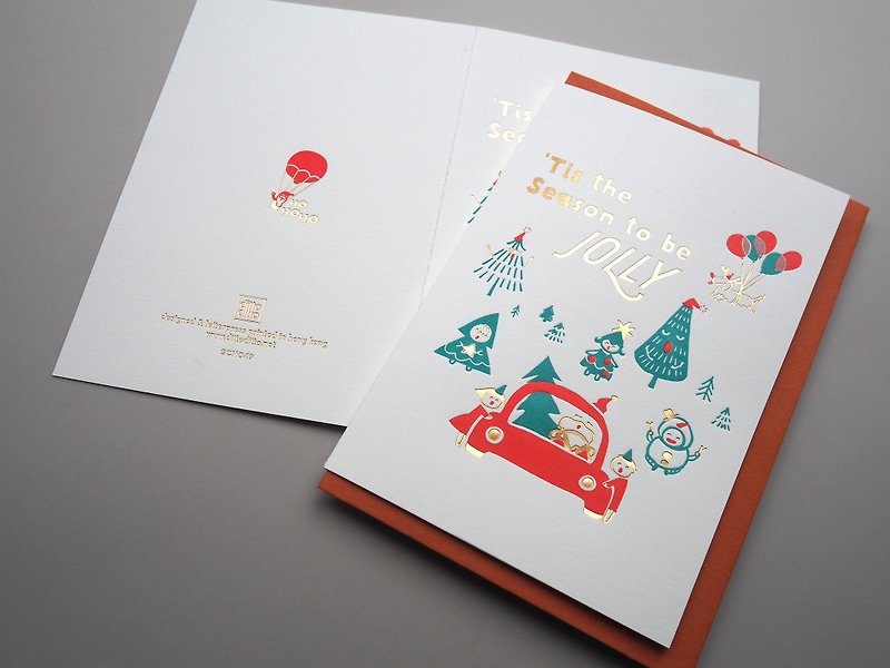 christmas musical play letterpress card - การ์ด/โปสการ์ด - กระดาษ สีแดง