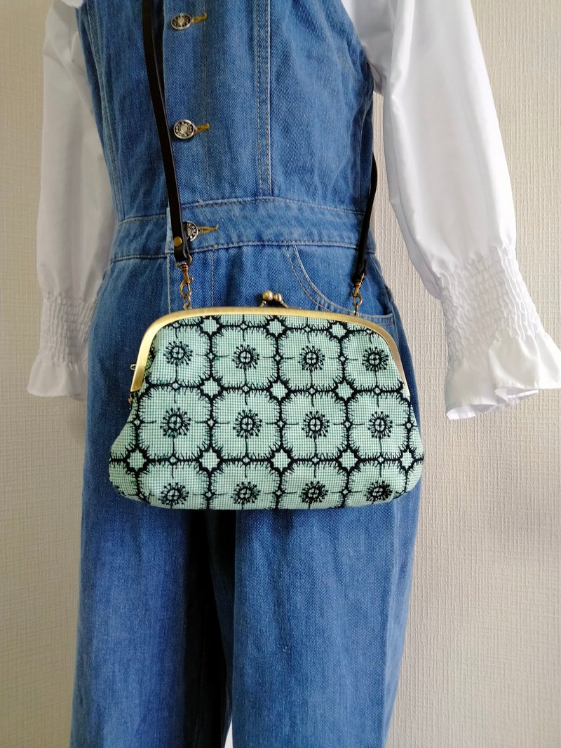 ミナペルホネン anemone 親子がま口バッグ - 側背包/斜背包 - 棉．麻 綠色