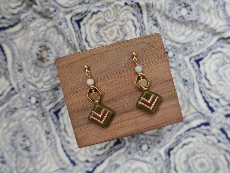 大地色系耳環 - 耳環/耳夾/耳骨夾 - 銅/黃銅 咖啡色