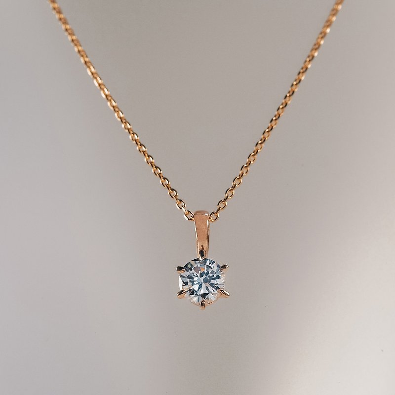 Necklace Tiffany Classic Six Prong Diamond Series 14K Material - สร้อยติดคอ - โรสโกลด์ หลากหลายสี