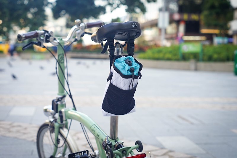 Brompton 2 in 1 saddle bag / shoulder bag (X-Pac fabric) White/Turquoise - Bikes & Accessories - Waterproof Material White