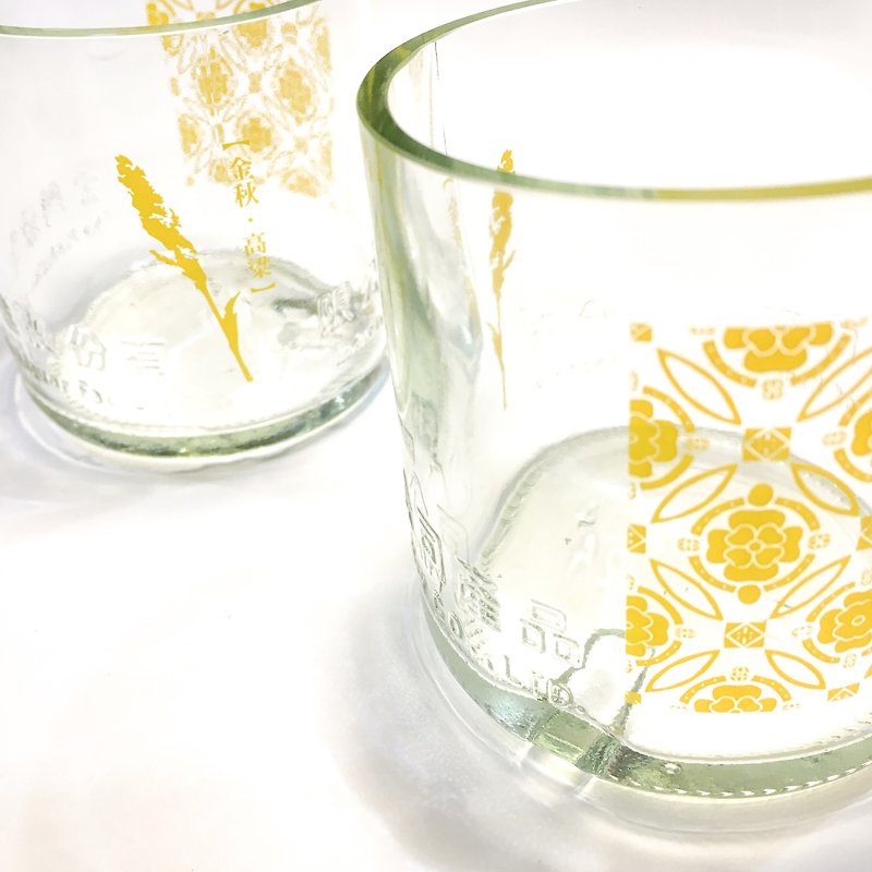 金秋高粱 金門高粱酒瓶花磚玻璃杯 - 茶壺/茶杯/茶具 - 玻璃 黃色