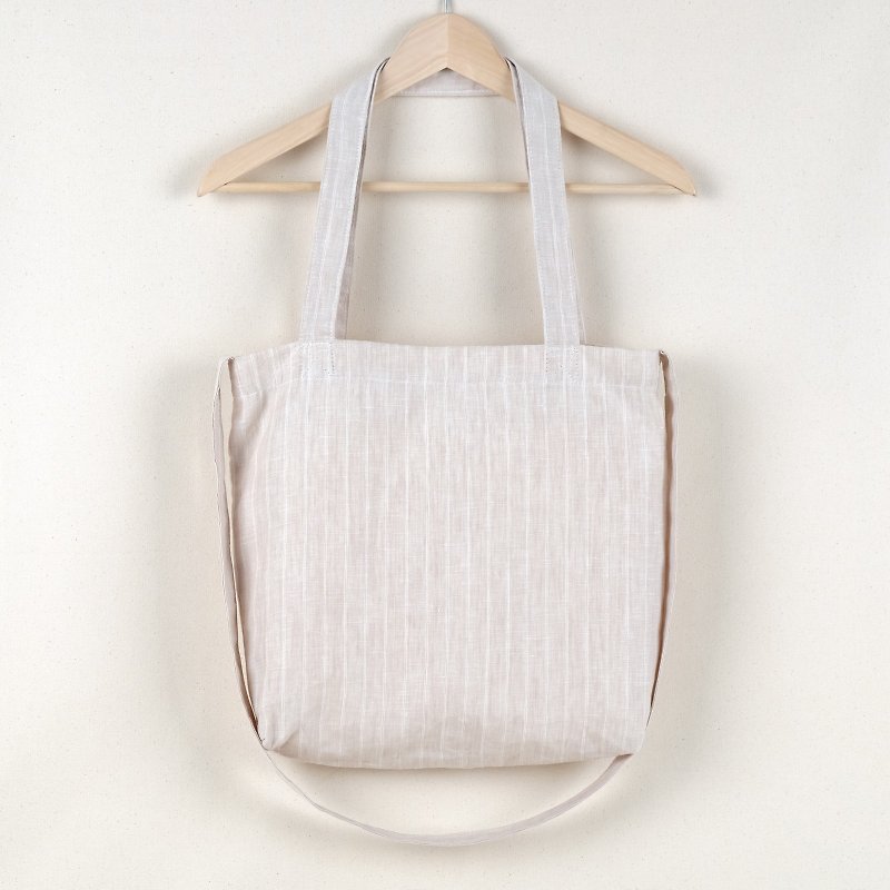 Beige Linen Tote Bag - Messenger Bags & Sling Bags - Cotton & Hemp Brown