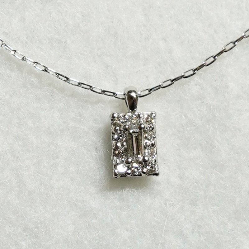 Pt Platinum Diamond0.07ct Necklace - 項鍊 - 其他金屬 銀色