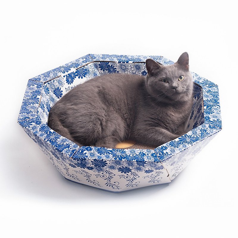 China Bowl青花瓷紙製貓家具貓屋【內附抓板】 - 貓跳台/貓抓板 - 紙 卡其色