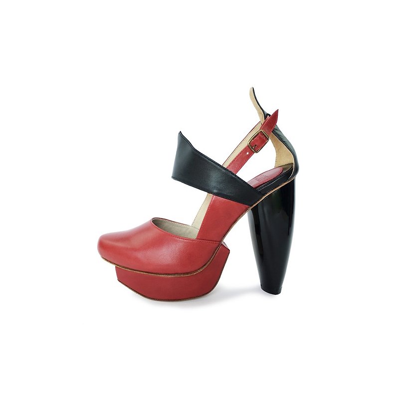 A Season for Murder DECLARE (Burgundy)-Platform shoe-Patented lips-shaped heel - รองเท้าส้นสูง - กระดาษ สีแดง