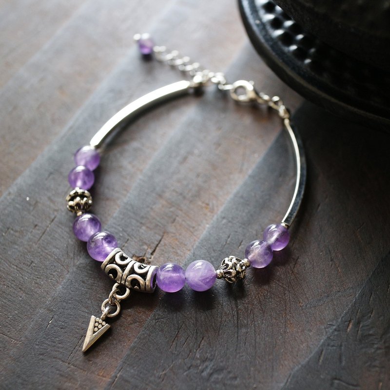 Amethyst violet Bronze alloy pipe Bracelet - Bracelets - Semi-Precious Stones Purple