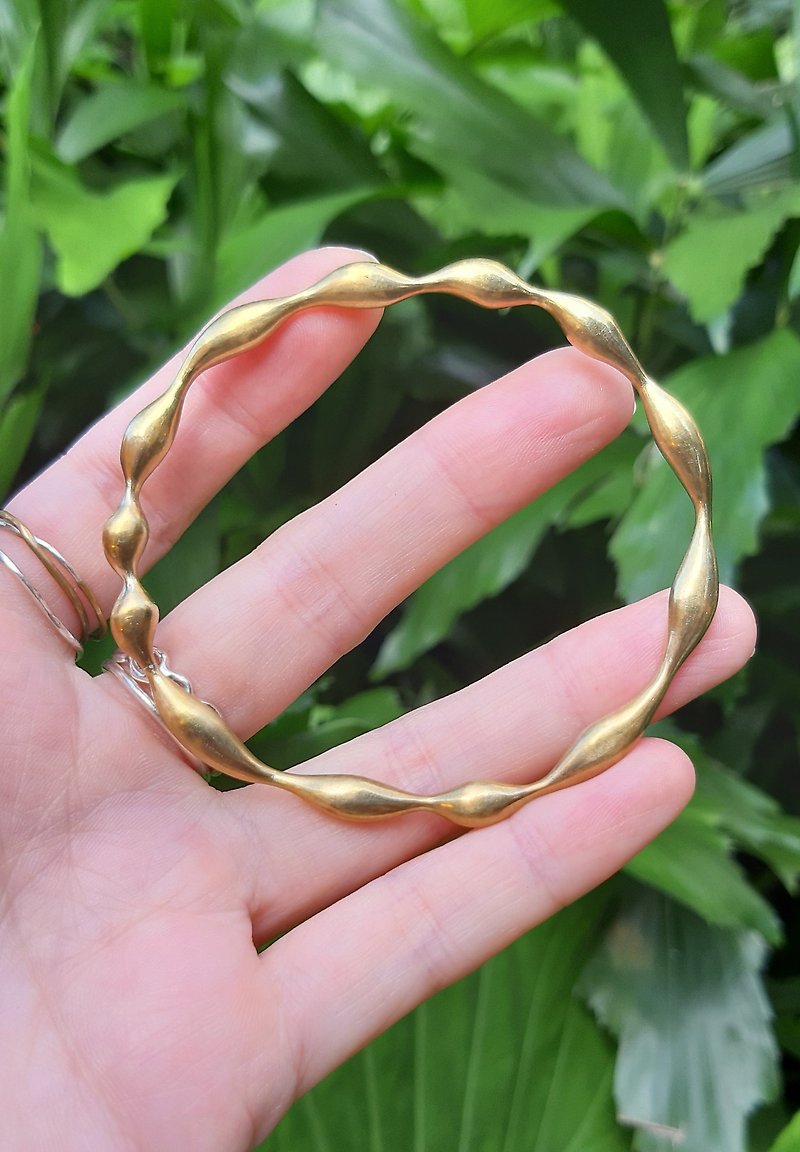 Succulent Bangle - Brass - Handmade - Bracelets - Copper & Brass Gold