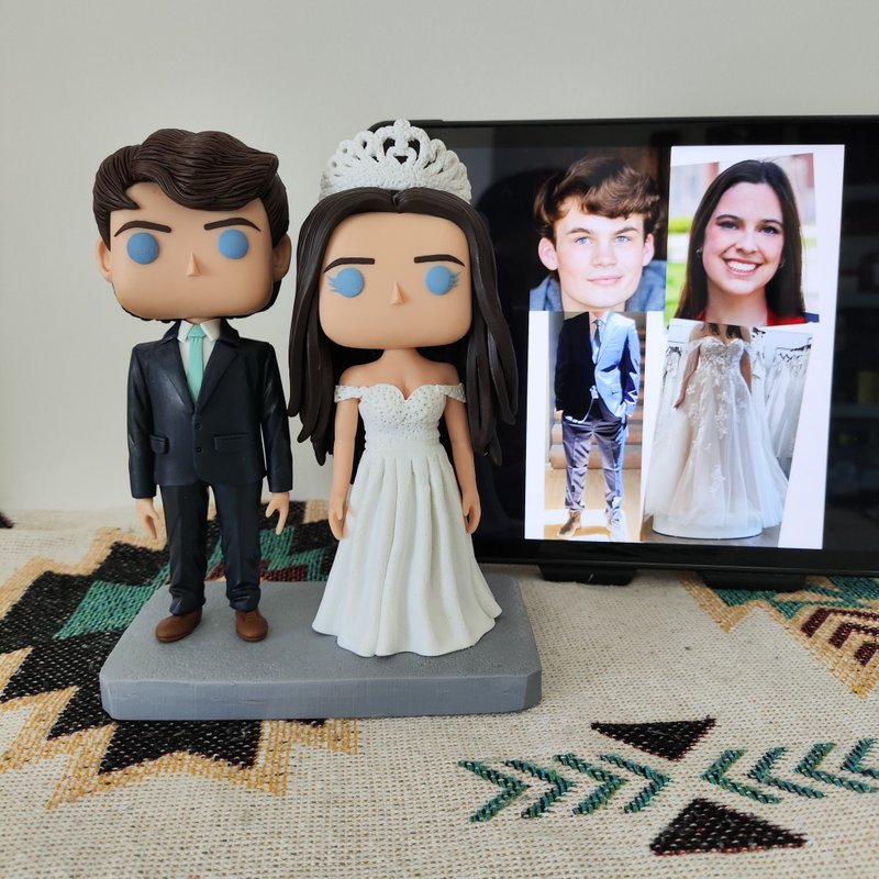 客製化3D人像公仔 訂製手工Funko Pop情侶父母夫妻結婚週年禮物 - 公仔/玩偶 - 黏土 多色