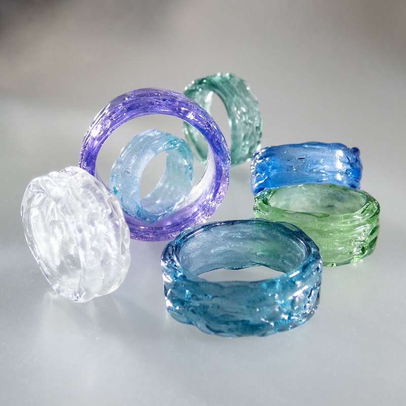 Ocean Inspired Everyday Ring: The Sea - General Rings - Glass Blue
