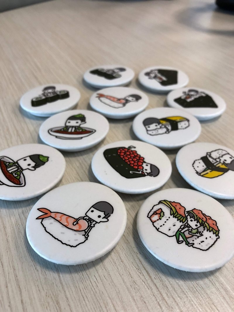 Needless Jun Sushi Series / 44mm Badge - Badges & Pins - Plastic White
