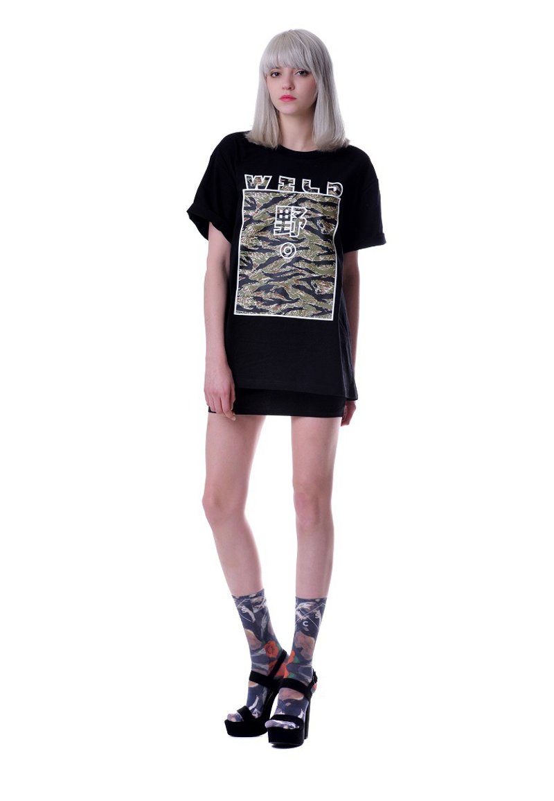 美國Fools Day Wild Camo Black Tee - 帽T/大學T - 棉．麻 黑色