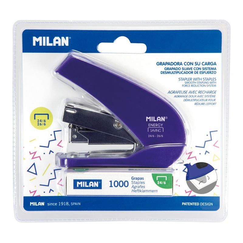 MILAN labor-saving stapler_with staples (3 colors optional) - แม็กเย็บ - โลหะ หลากหลายสี