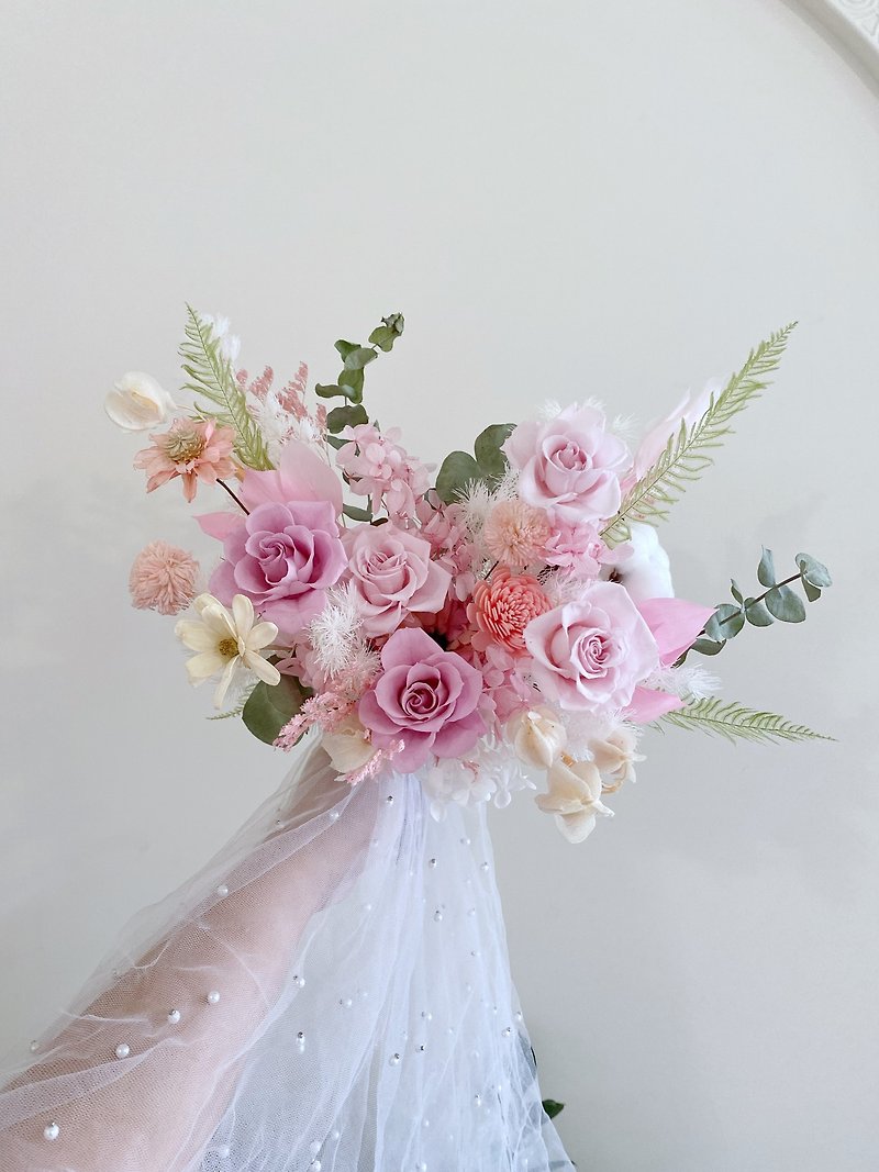 Ruimi Youhua_Customized bouquet/European natural eternal bouquet/Dried immortal flower/Hand-tied bouquet - ช่อดอกไม้แห้ง - พืช/ดอกไม้ สึชมพู