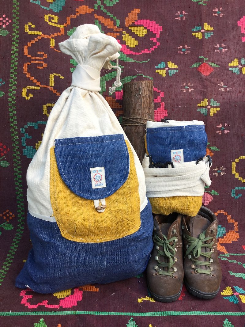 EARTH.er │ Hemp Soviet Backpack Blue and Yellow)│ :: Original Design :: - Messenger Bags & Sling Bags - Cotton & Hemp 