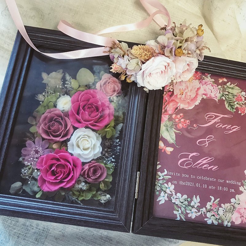 【母親節禮盒】歐式古典永生花相框 - 相框/畫框 - 植物．花 紅色