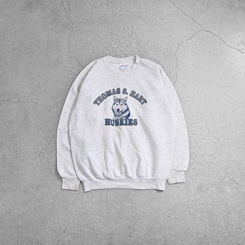 Vintage 大學Tee / 大學踢、古著大學T、大學t、衛衣、古著上衣 - 男 T 恤 - 棉．麻 灰色