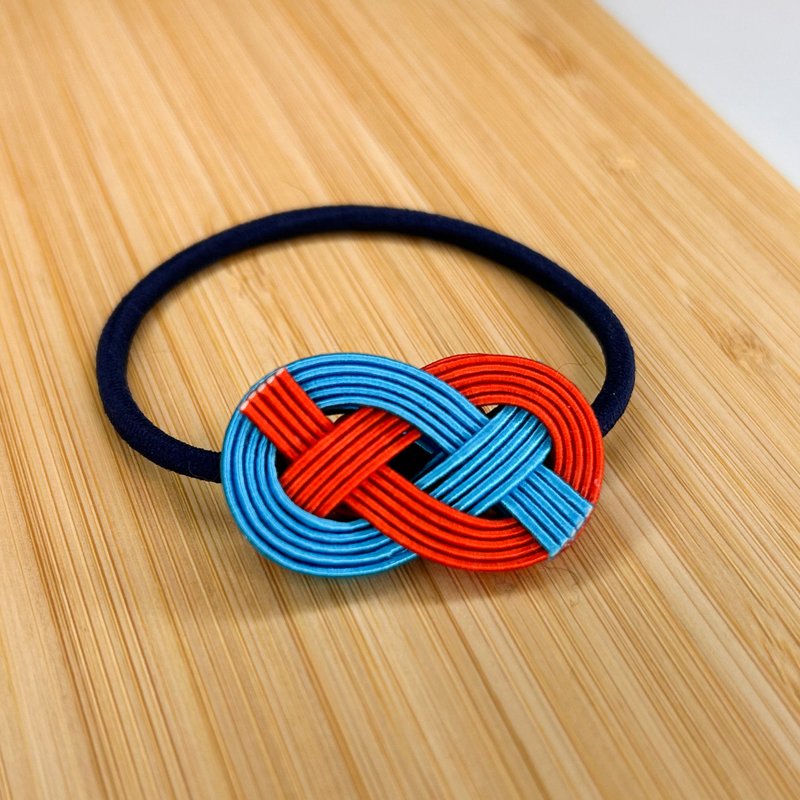 [Mizuhiki] Hugging Awaji knot [Hair tie] [Rubber band] [Muffler closure] [Blue] [Orange] - เครื่องประดับผม - กระดาษ สีน้ำเงิน