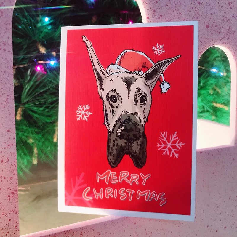 Postcard - Christmas - dog - การ์ด/โปสการ์ด - กระดาษ สีแดง