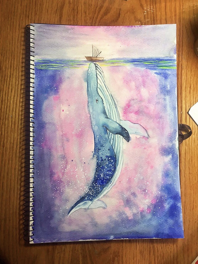 whale soaring - Customized Portraits - Paper White