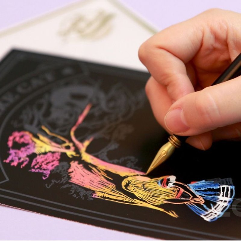 LAGO-Alice Hand Scratch Color Postcard - Cheshire Cat, LGO40778 - Cards & Postcards - Paper Multicolor